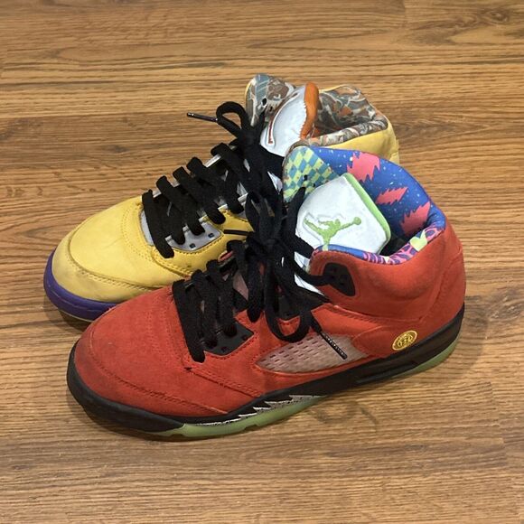 Nike Air Jordan 5 Retro SE Mid What The Size 5 Youth CZ6415-700 Red Yellow Boys - Picture 5 of 12